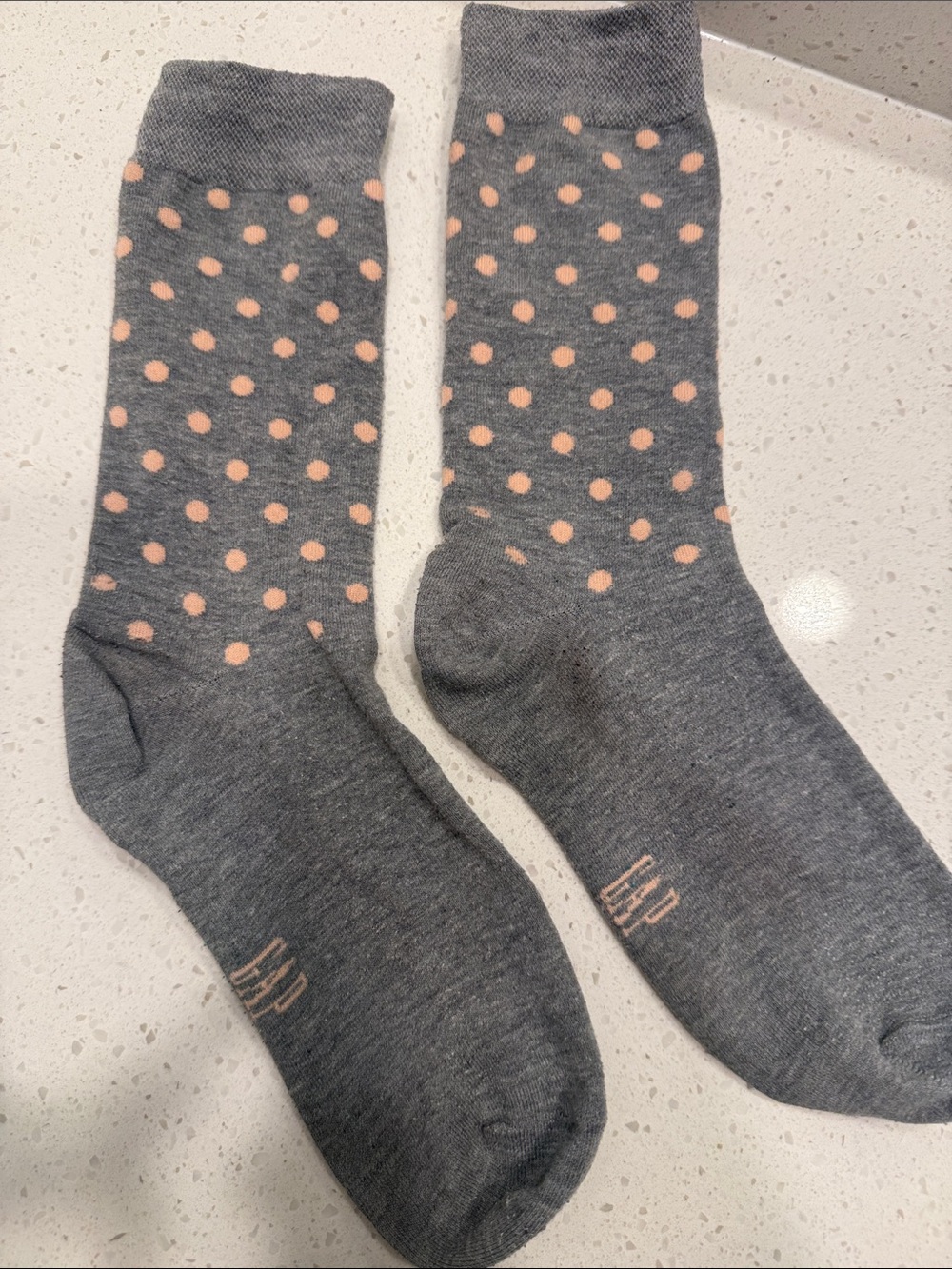 GAP- Gray and Pink Polka Dot Crew Socks - Men